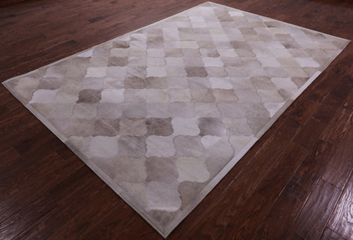 Lantern Tile Brown Patchwork Natural Cowhide Rug - 6' 8