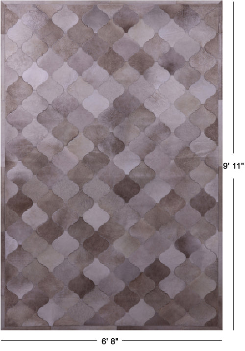 Lantern Tile Brown Patchwork Natural Cowhide Rug - 6' 8