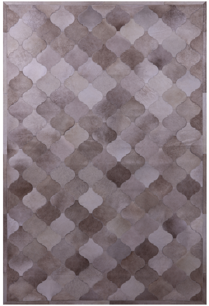 Lantern Tile Brown Patchwork Natural Cowhide Rug - 6' 8" x 9' 11"