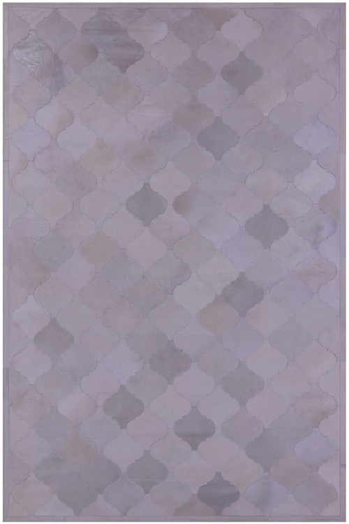 Lantern Tile White Patchwork Natural Champagne Cowhide Rug - 6' 7