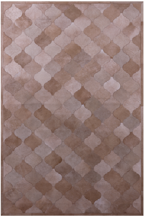 Lantern Tile Brown Patchwork Natural Cowhide Rug - 6' 8