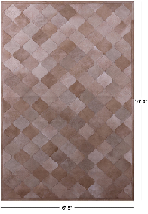 Lantern Tile Brown Patchwork Natural Cowhide Rug - 6' 8