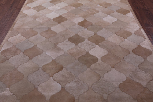 Lantern Tile Brown Patchwork Natural Cowhide Rug - 6' 8