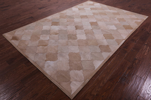 Lantern Tile Brown Patchwork Natural Cowhide Rug - 6' 8