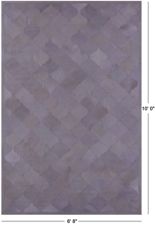 Lantern Tile White Patchwork Natural Cowhide Rug - 6' 8