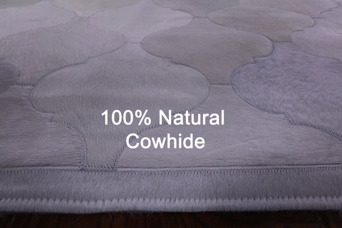 Lantern Tile White Patchwork Natural Cowhide Rug - 6' 8