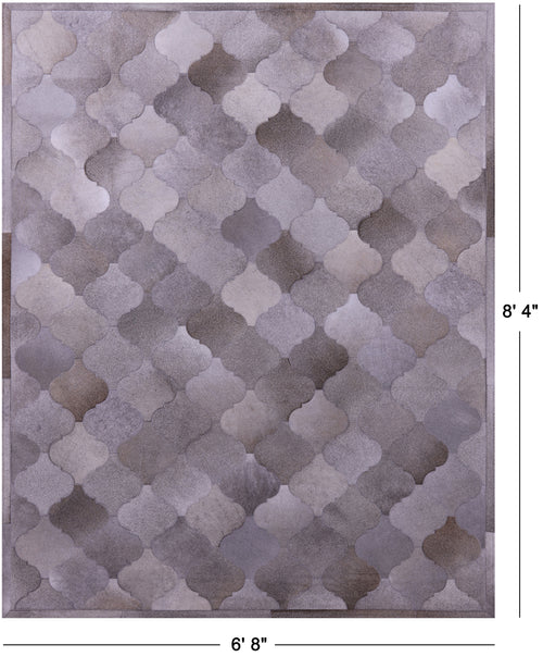 Grey Patchwork Natural Cowhide Rug - 6' 8