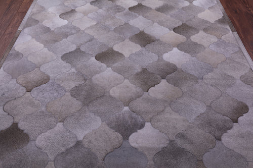 Grey Patchwork Natural Cowhide Rug - 6' 8