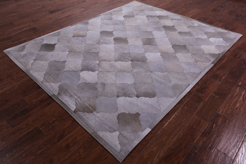 Grey Patchwork Natural Cowhide Rug - 6' 8