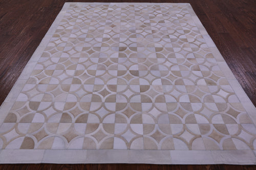 Brown & White Patchwork Natural Cowhide Rug - 6' 4