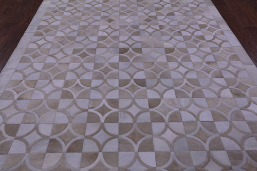 Brown & White Patchwork Natural Cowhide Rug - 6' 4