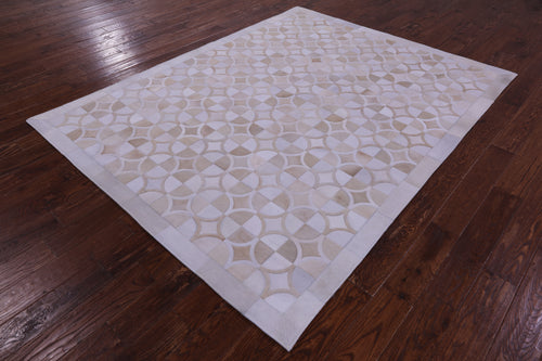 Brown & White Patchwork Natural Cowhide Rug - 6' 4