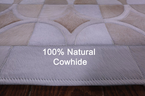 Brown & White Patchwork Natural Cowhide Rug - 6' 4