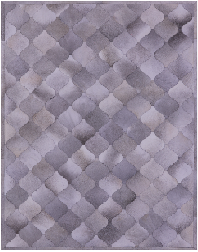 Lantern Tile Grey Patchwork Natural Cowhide Rug - 6' 7" x 8' 3"