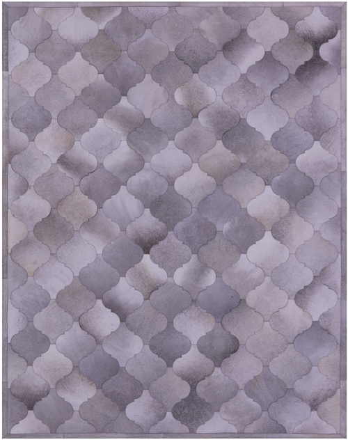 Lantern Tile Grey Patchwork Natural Cowhide Rug - 6' 7