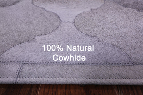 Lantern Tile Grey Patchwork Natural Cowhide Rug - 6' 7