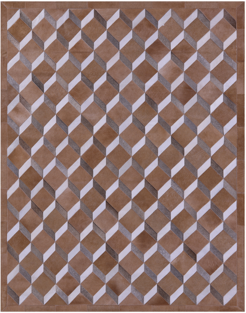 Brown & White Patchwork Natural Cowhide Rug - 6' 8