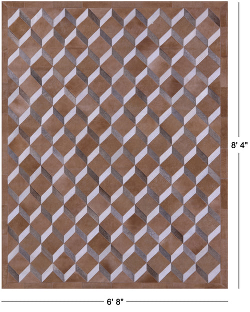 Brown & White Patchwork Natural Cowhide Rug - 6' 8