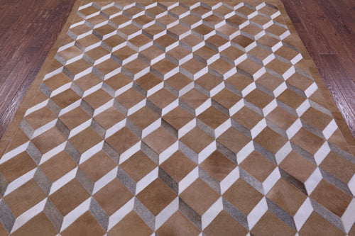 Brown & White Patchwork Natural Cowhide Rug - 6' 8