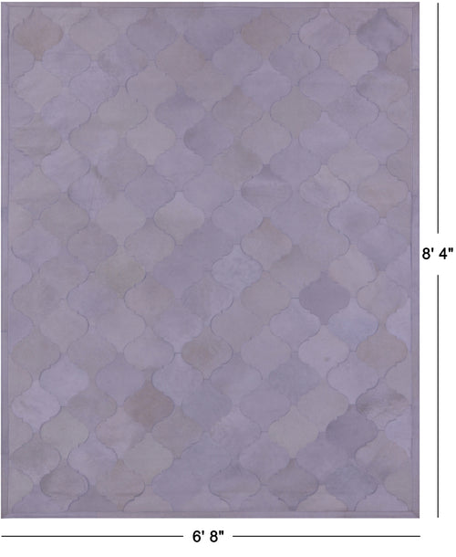 White Patchwork Natural Cowhide Rug - 6' 8