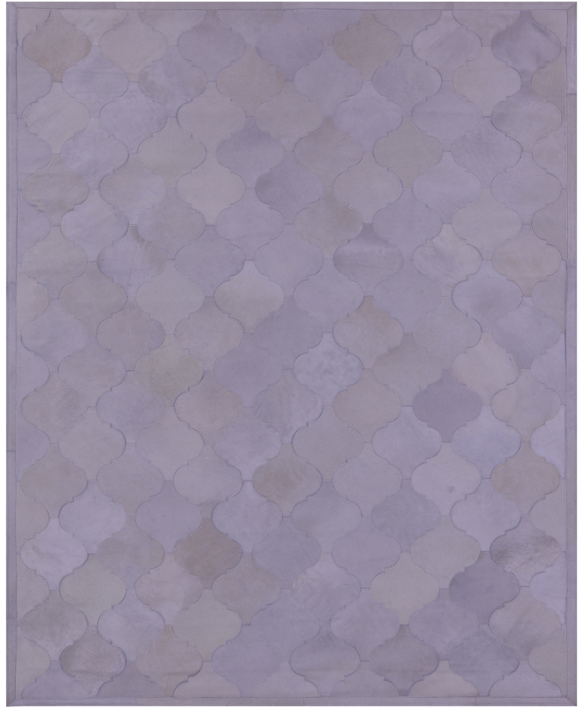 White Patchwork Natural Cowhide Rug - 6' 8" x 8' 4"