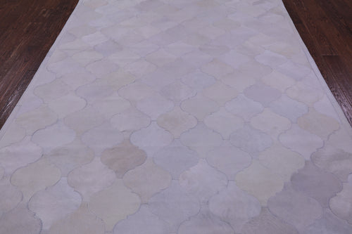 White Patchwork Natural Cowhide Rug - 6' 8