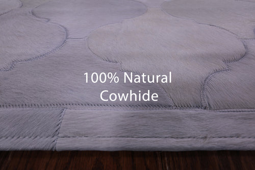 White Patchwork Natural Cowhide Rug - 6' 8