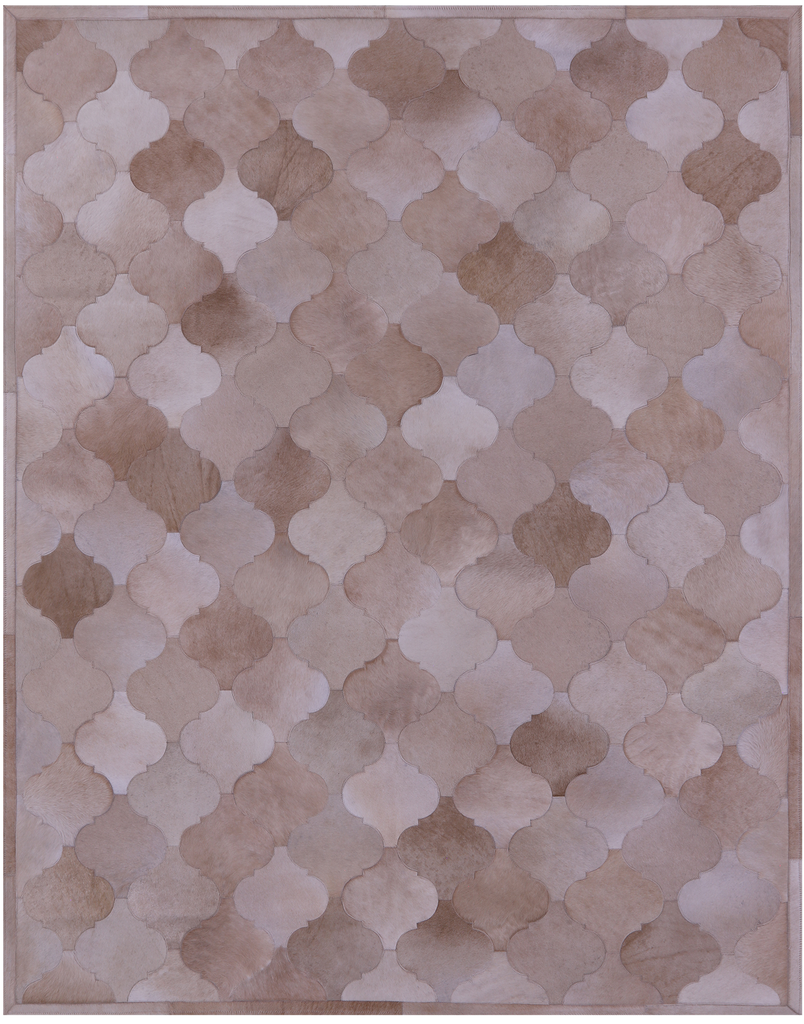 Lantern Tile Taupe Patchwork Natural Cowhide Rug - 6' 8" x 8' 3"