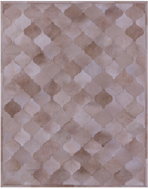 Lantern Tile Taupe Patchwork Natural Cowhide Rug - 6' 8