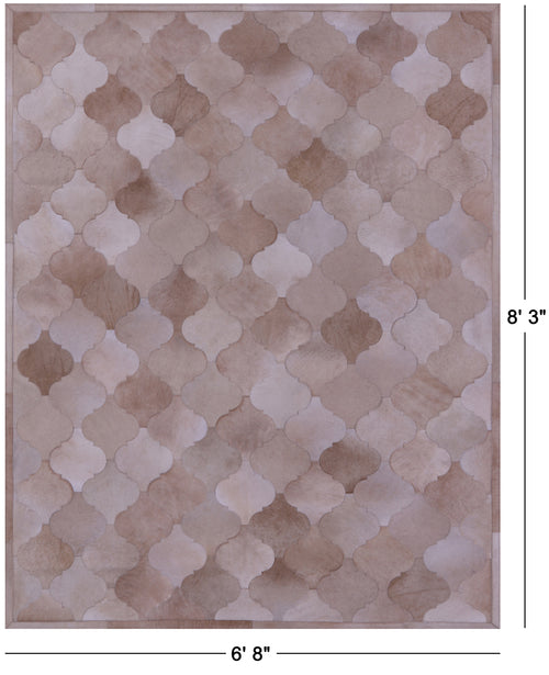 Lantern Tile Taupe Patchwork Natural Cowhide Rug - 6' 8
