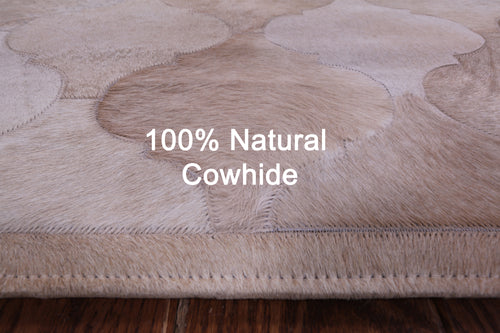 Lantern Tile Taupe Patchwork Natural Cowhide Rug - 6' 8