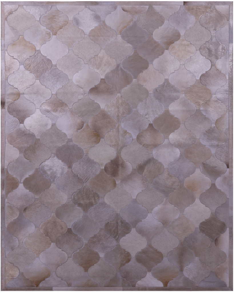 Lantern Tile Taupe Patchwork Natural Cowhide Rug - 6' 8" x 8' 4"