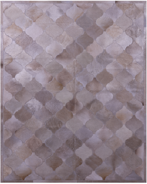 Lantern Tile Taupe Patchwork Natural Cowhide Rug - 6' 8