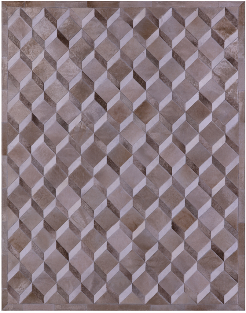 Brown & White Patchwork Natural Cowhide Rug - 6' 8" x 8' 4"