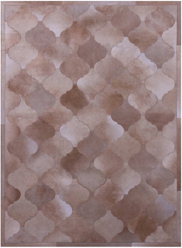 Lantern Tile Light Brown Patchwork Natural Cowhide Rug - 4' 10" x 6' 7"
