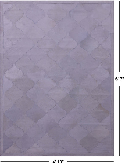 Lantern Tile White Patchwork Natural Cowhide Rug - 4' 10