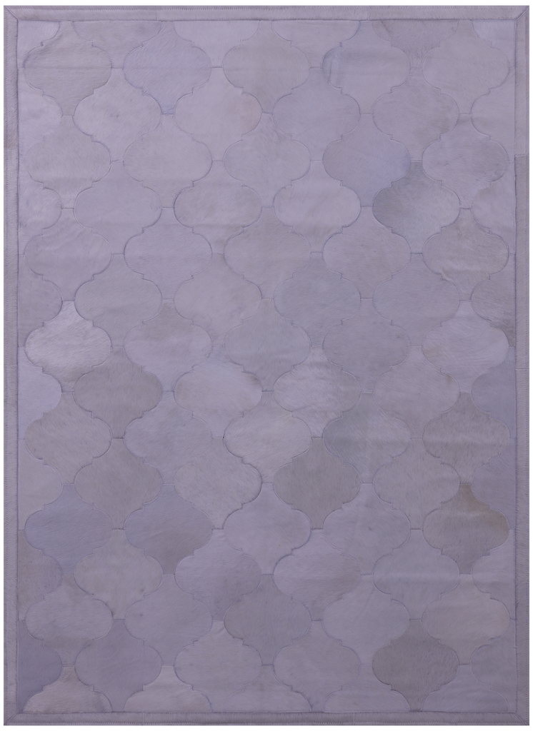 Lantern Tile White Patchwork Natural Cowhide Rug - 4' 10" x 6' 7"