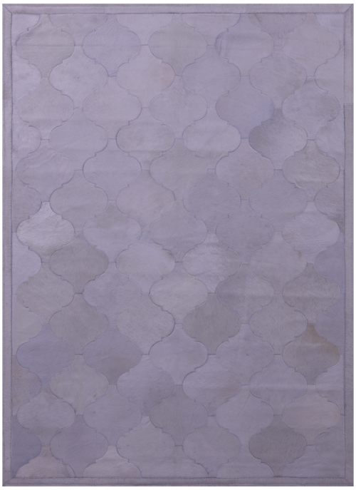 Lantern Tile White Patchwork Natural Cowhide Rug - 4' 10