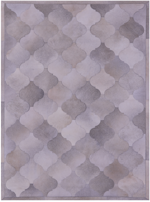 Grey & White Patchwork Natural Cowhide Rug - 4' 10