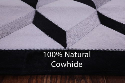 Black & White Patchwork Natural Grey Cowhide Rug - 5' 0