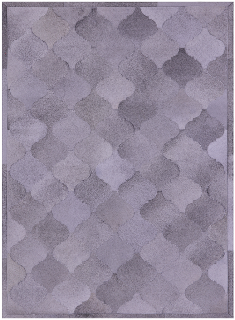 Grey Patchwork Natural Cowhide Rug - 5' 0" x 6' 7"
