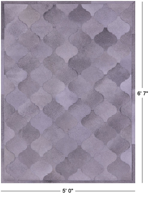 Grey Patchwork Natural Cowhide Rug - 5' 0