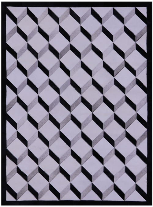 Black & White Patchwork Natural Grey Cowhide Rug - 5' 0
