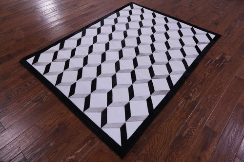 Black & White Patchwork Natural Grey Cowhide Rug - 5' 0