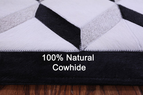Black & White Patchwork Natural Grey Cowhide Rug - 5' 0