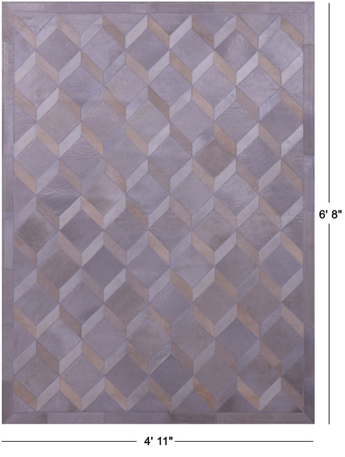 Grey Patchwork Natural Cowhide Rug - 4' 11