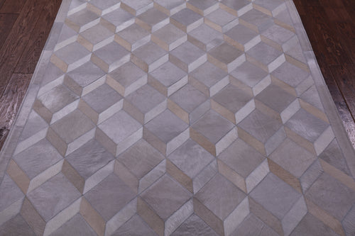 Grey Patchwork Natural Cowhide Rug - 4' 11