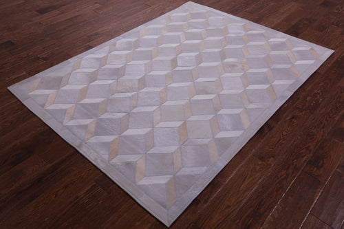 Grey Patchwork Natural Cowhide Rug - 4' 11