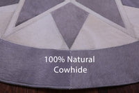 Thumbnail for Grey & White Round Patchwork Natural Cowhide Rug - 4' 0