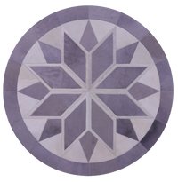 Thumbnail for Grey & White Round Patchwork Natural Cowhide Rug - 4' 0